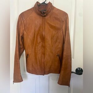 Handmade Italian Vera Pelle Bomber Jacket with Buckle Detail on Neck and Back